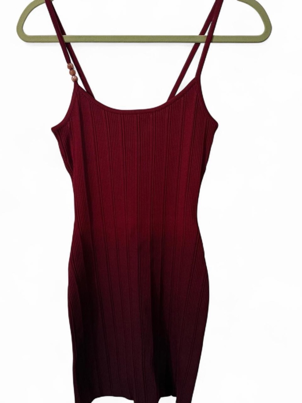 Women's Ribbed Mini Slip Dress in Burgundy